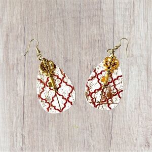 Vintage Key Teardrop Earrings | Handmade Statement Dangle